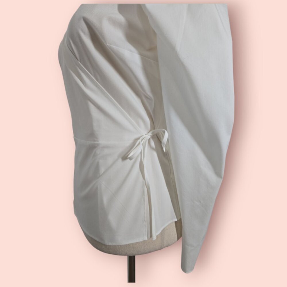 INC International Concepts White Wrap Blouse Puff Pleated Sleeves Size S NWOT - Picture 5 of 9